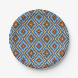 Diamant patroon Blauw Rood Geel Groen  Papieren Bordje