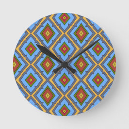 Diamant patroon Blauw Rood Geel Groen  Ronde Klok