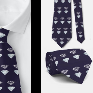 Diamant patroon bling Navyblauw luxe elegante nec Stropdas