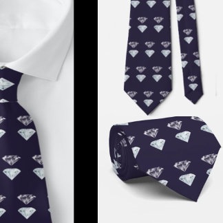 Diamant patroon bling Navyblauw luxe elegante nec Stropdas