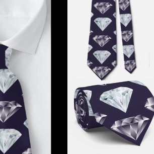Diamant patroon bling Navyblauw luxe elegante nec Stropdas