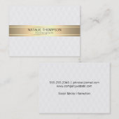 Diamant patroon witte gouden lint visitekaartje (Voorkant / Achterkant)