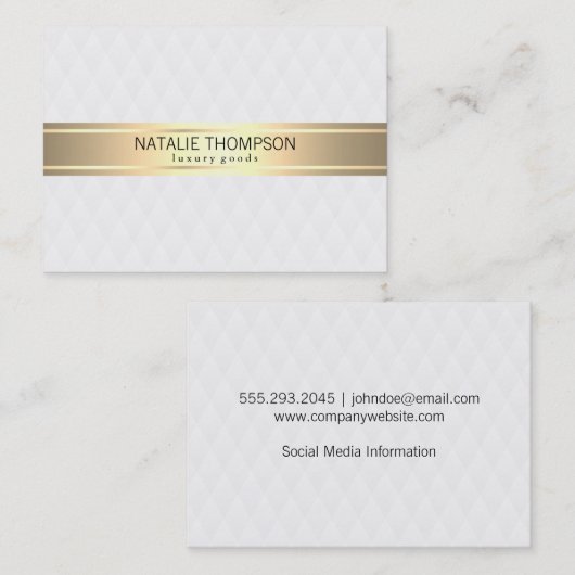 Diamant patroon witte gouden lint visitekaartje (Voorkant / Achterkant)