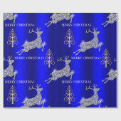 Diamant rendier op blauwe kerst cadeaupapier (Vlak)