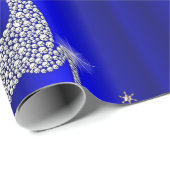 Diamant rendier op blauwe kerst cadeaupapier (Rol Hoek)