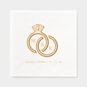 Diamant Ring Monogram Bruiloft Folie Servetten (Voorkant)