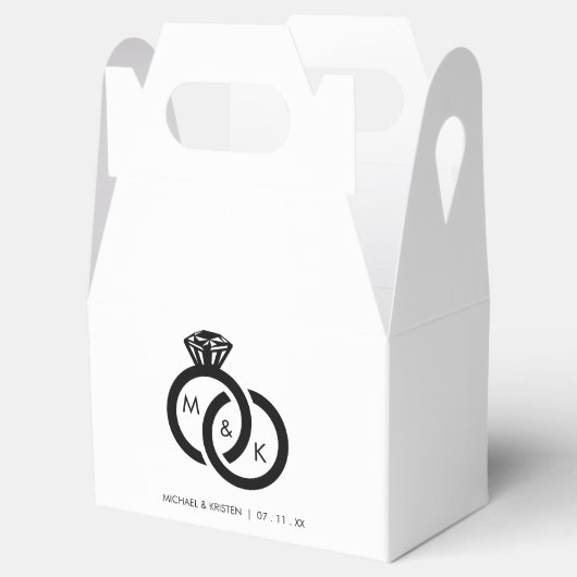 Diamant Ring Paar Monogram Bruiloft Bedankdoosjes (Geopend)