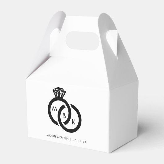 Diamant Ring Paar Monogram Bruiloft Bedankdoosjes (Voorkant Zijde)