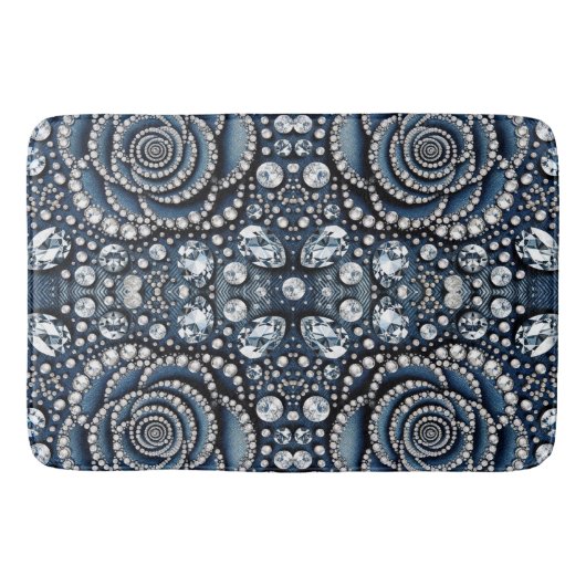 Diamant Roos & Denim Glam Bling Juwelen Badmat (Voorkant)