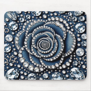 Diamant Roos & Denim Glam Bling Juwelen Muismat
