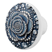 Diamant Roos & Denim Glam Bling Keramische Knop (Rechts)