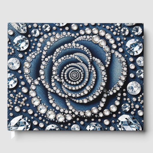 Diamant Roos & Denim Glam Glitters Gastenboek (Voorkant)
