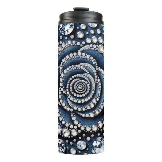 Diamant Roos & Denim Glam Glitters Thermosbeker (Voorkant)