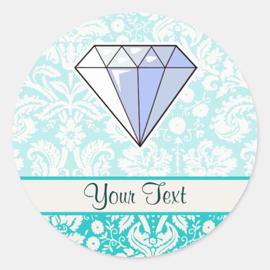 Diamant; Schattige Ronde Sticker (Voorkant)