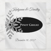 Diamant Sneeuwvlok Bruiloft Wijnfles Wijn Etiket (Enkel label)