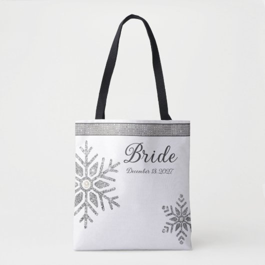 Diamant Sneeuwvlok Winter Bruiloft Bruid Tote Bag (Voorkant)