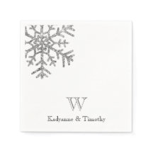 Diamant Sneeuwvlok Winter Bruiloft Wit Monogram