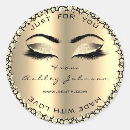 Diamant Sparkly Glitter Goud Lash Gemaakt Met Lief Ronde Sticker