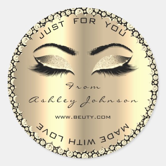 Diamant Sparkly Glitter Goud Lash Gemaakt Met Lief Ronde Sticker (Voorkant)