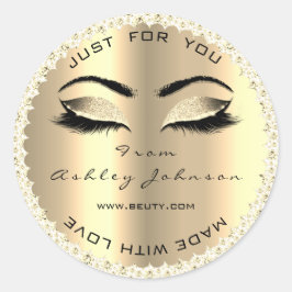 Diamant Sparkly Wit Goud Lash Gemaakt Met Liefde Ronde Sticker