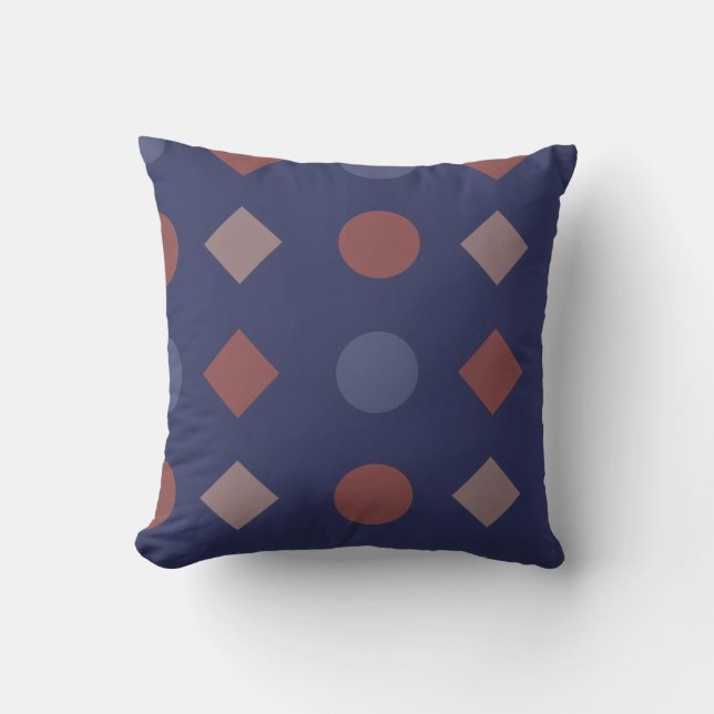 Diamant-stip geometrisch patroon – Navy, Baksteen Kussen (Voorkant)