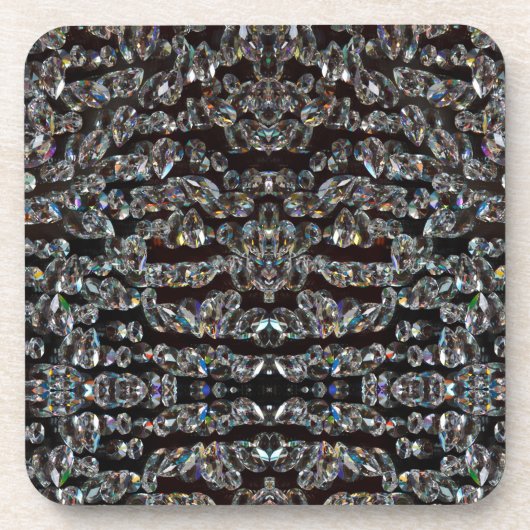 Diamant strass patroon zilver zwart elegant bier onderzetter (Voorkant)