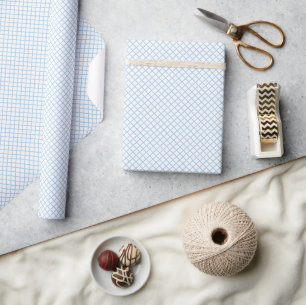 Diamant Tralie Babyblauw - Wit Cadeaupapier