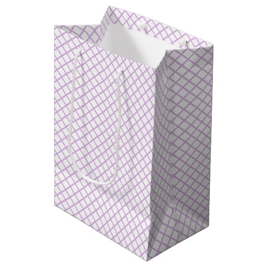 Diamant Traliewerk Zacht Lila - Wit Medium Cadeauzakje (Voorkant Gekanteld)
