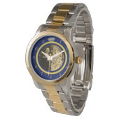  Diamant trouwring met foto op blauw Horloge (Gekanteld)