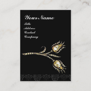 DIAMANT TULPEN DAMASK MONOGRAM, zwart witte parel Visitekaartje