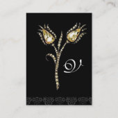 DIAMANT TULPEN DAMASK MONOGRAM, zwart witte parel Visitekaartje (Achterkant)