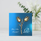 DIAMANT TULPEN MONOGRAM , Blauwe Saffier Kaart (Staand voorkant)