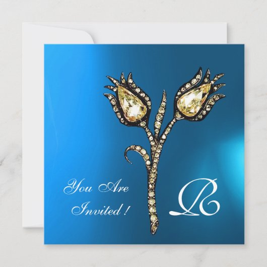 DIAMANT TULPEN MONOGRAM , Blauwe Saffier Kaart (Voorkant)