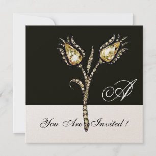 DIAMANT TULPEN MONOGRAM ,Champagne Metaalglans Kaart