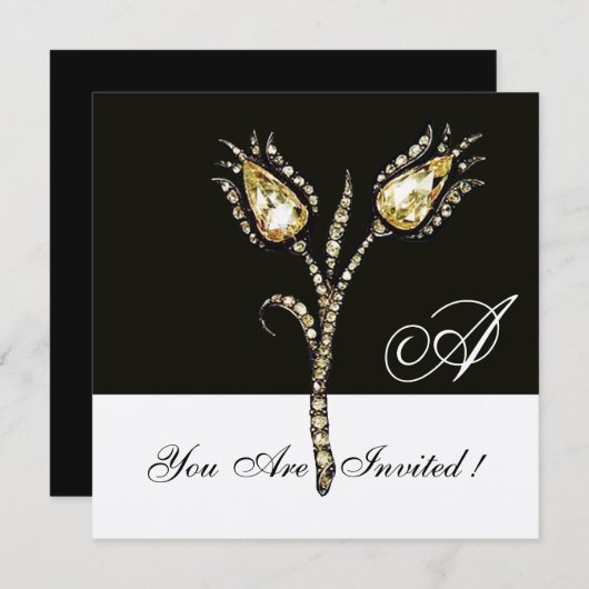 DIAMANT TULPEN MONOGRAM , Champagne Metallic Kaart (Voorkant / Achterkant)