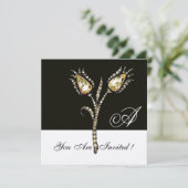 DIAMANT TULPEN MONOGRAM , Champagne Metallic Kaart (Staand voorkant)