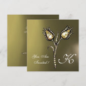 DIAMANT TULPEN MONOGRAM, Grijs Agaat Kaart (Voorkant / Achterkant)