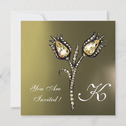 DIAMANT TULPEN MONOGRAM, Grijs Agaat Kaart (Voorkant)