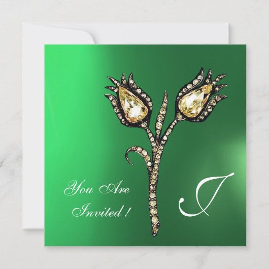 DIAMANT TULPEN MONOGRAM ,Groene Jade Kaart (Voorkant)