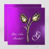 DIAMANT TULPEN MONOGRAM , Paars Violet Kaart (Voorkant / Achterkant)