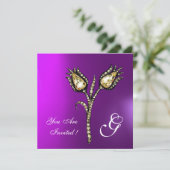 DIAMANT TULPEN MONOGRAM , Paars Violet Kaart (Staand voorkant)