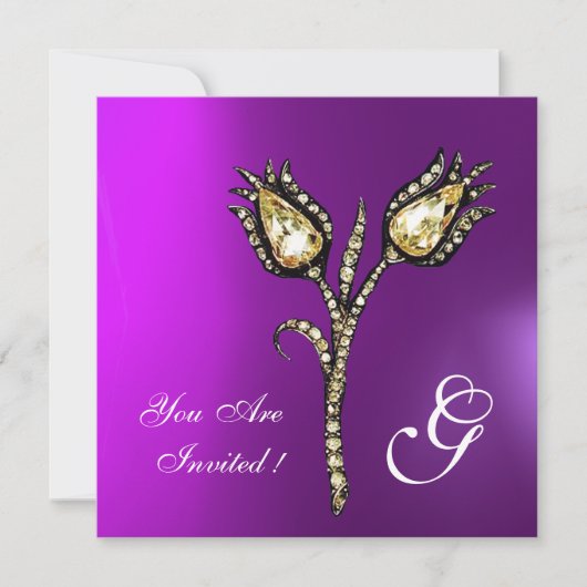 DIAMANT TULPEN MONOGRAM , Paars Violet Kaart (Voorkant)