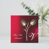 DIAMANT TULPEN MONOGRAM ,Rood Bourgondi Wit Kaart (Staand voorkant)