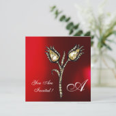 DIAMANT TULPEN MONOGRAM ,Rood Bourgondië Wit Kaart (Staand voorkant)