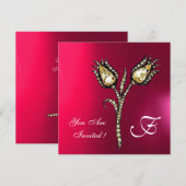 DIAMANT TULPEN MONOGRAM, Roze Fuchsia Paars Kaart (Voorkant / Achterkant)