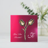 DIAMANT TULPEN MONOGRAM, Roze Fuchsia Paars Kaart (Staand voorkant)