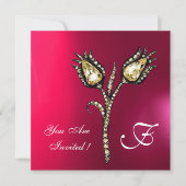 DIAMANT TULPEN MONOGRAM, Roze Fuchsia Paars Kaart (Voorkant)