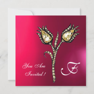 DIAMANT TULPEN MONOGRAM, Roze Fuchsia Paars Kaart