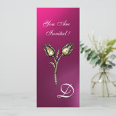 DIAMANT TULPEN MONOGRAM, Roze Paars Amethist Kaart (Staand voorkant)