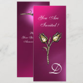 DIAMANT TULPEN MONOGRAM, Roze Paars Amethist Kaart (Voorkant / Achterkant)